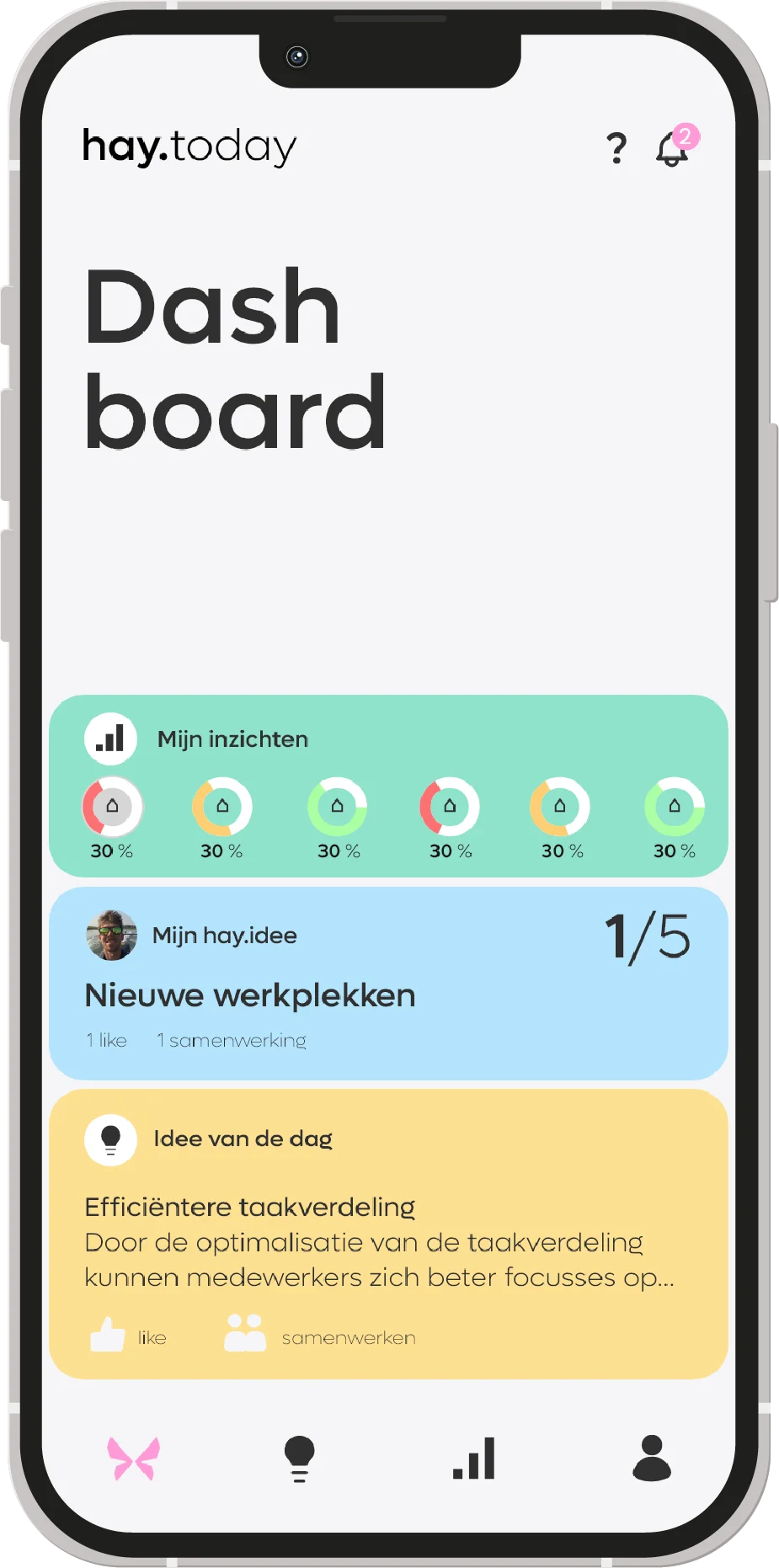Hay.today app — teamoverzicht